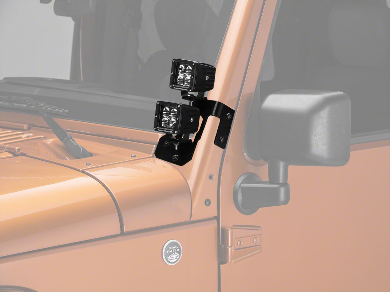 Passenger side WITH install kit -Chrome 6 inch Post mount spotlight 100W Halogen 2011 Jeep WRANGLER UNLIMITED 4DR 